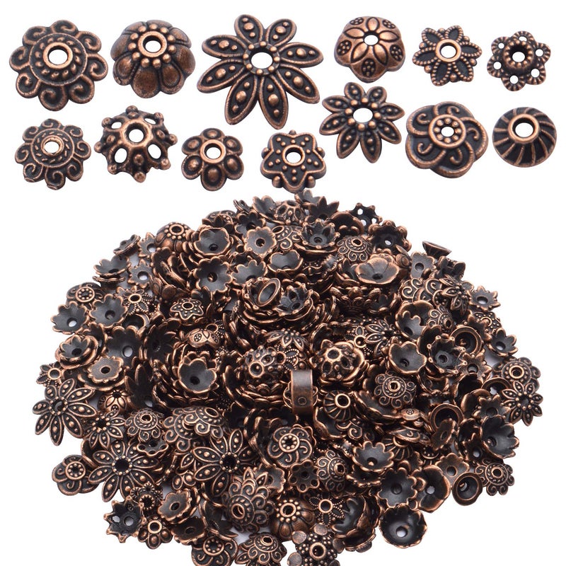 BronaGrand 100 Gram(About 180-350pcs) Bead Caps Metal Spacers Jewelry Findings Accessories for Bracelet Necklace Jewelry Making,Antique Copper - Image 1
